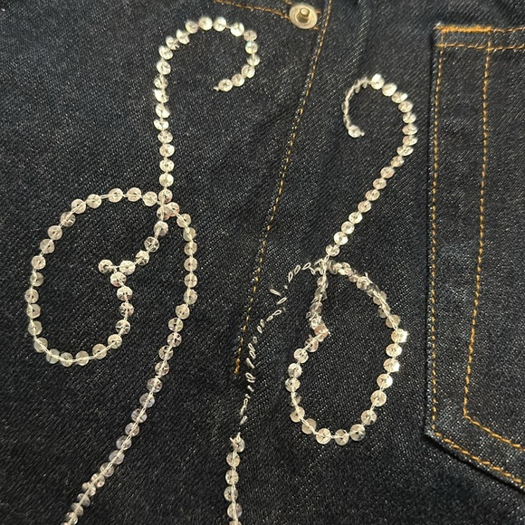 Spiegel High Waist Sequin swirl leg‎ Design Jeans Size 6 - Picture 6 of 8